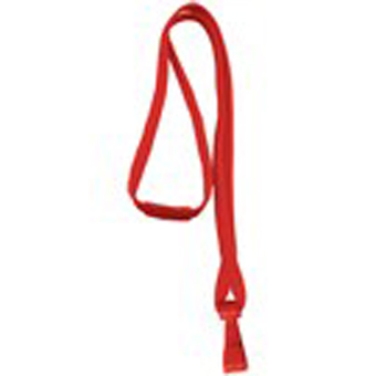 BRADY PEOPLE ID, 3/8' WIDE BREAKAWAY LANYARD WITH WIDE PLASTIC HOOK, RED, BAG OF 100 PIECES AND SOLD IN FULL BAGS ONLY